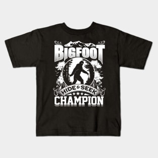 Hide & Seek Champion Funny Bigfoot Sasquatch Tee Kids T-Shirt